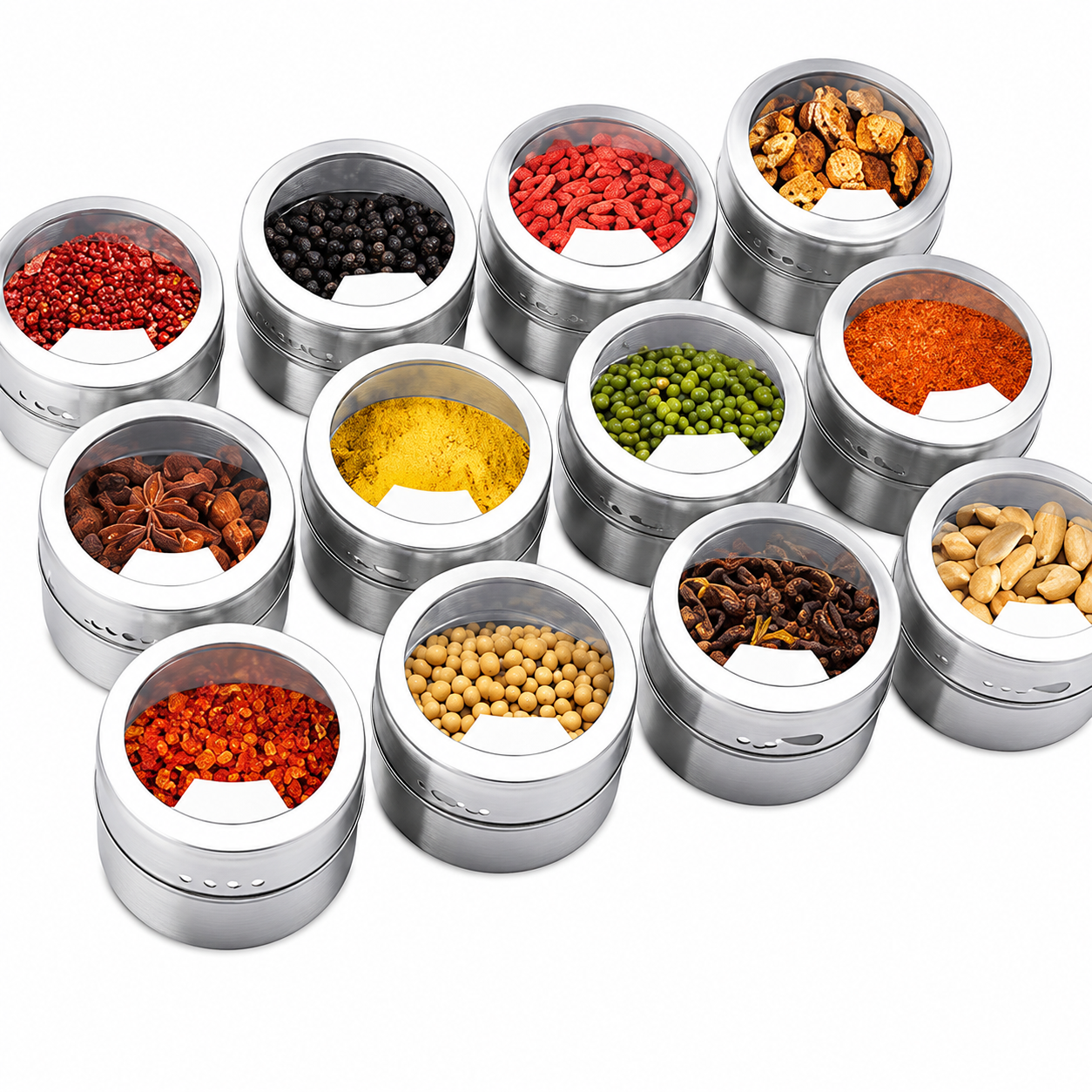 Stainless Steel Magnetic Spice Jar With Labels