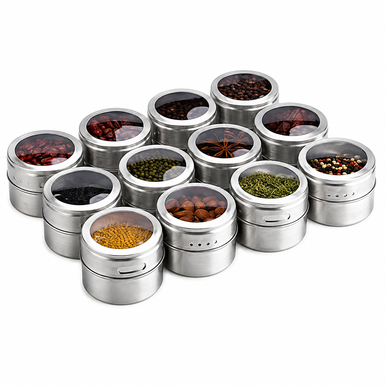 Stainless Steel Magnetic Spice Jar With Labels