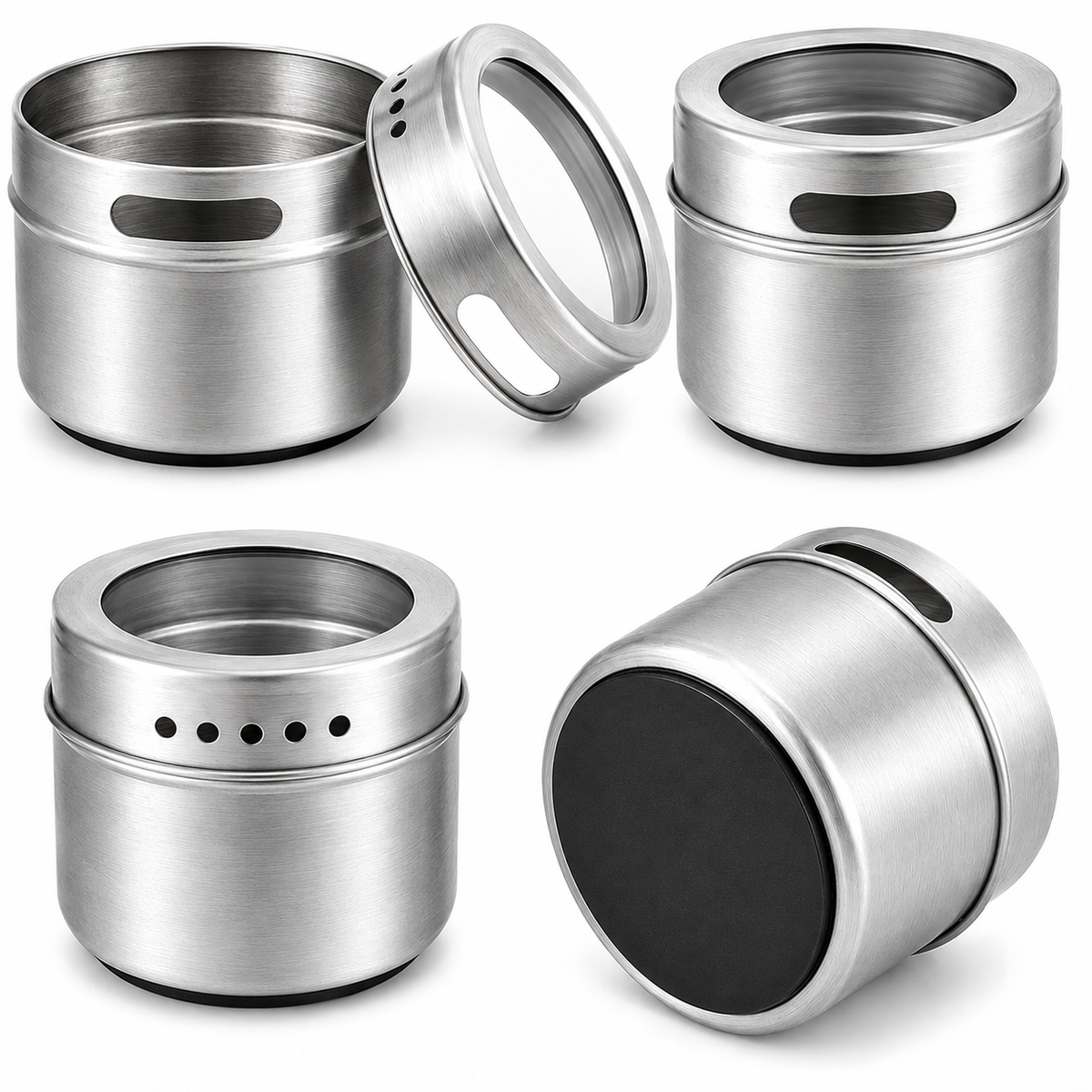 Stainless Steel Magnetic Spice Jar With Labels