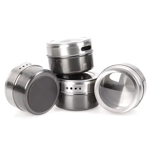 Stainless Steel Magnetic Spice Jar With Labels